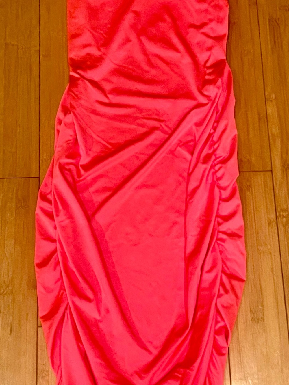 Bodycon Ruched Dress in Bright Neon Pink